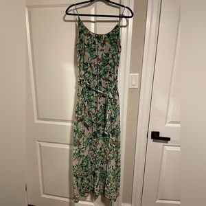 Green floral maxi dress